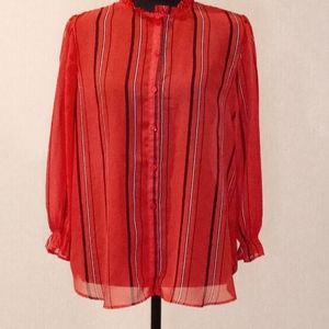 Est. 1946 Large Burnt Orange Sheer Button Up Blouse